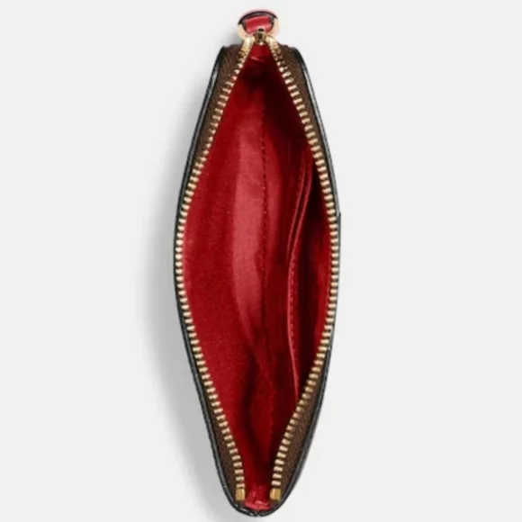 🆕️Coach Signature Monogram Brown/Red Wristlet W Dust Bag - Picture 5 of 12